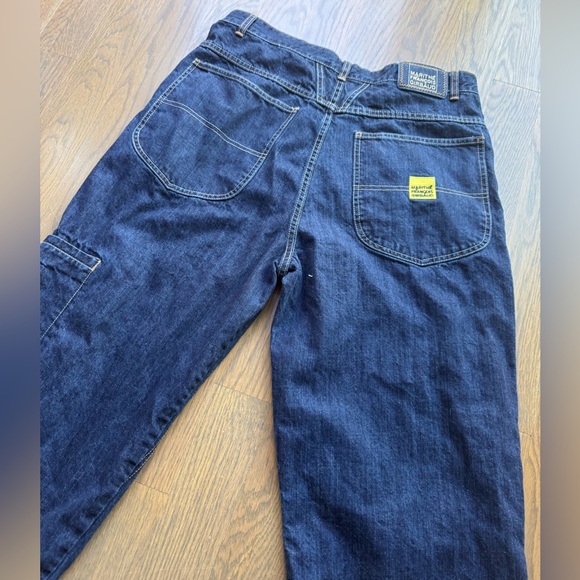 Marithé + François Girbaud Dark Wash Jeans Wide Leg Yellow Paisley Cuff Vintage - Picture 14 of 14